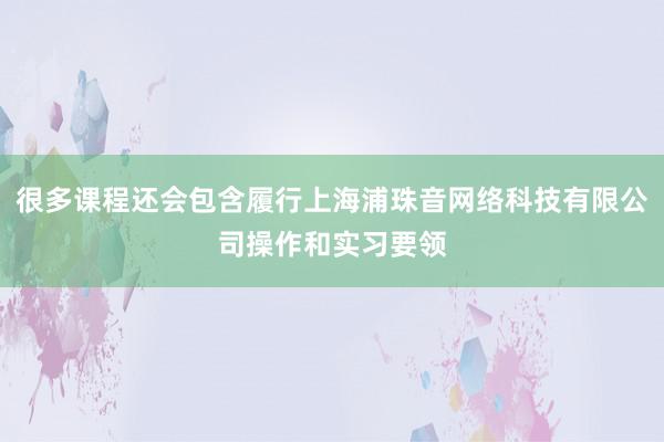 很多课程还会包含履行上海浦珠音网络科技有限公司操作和实习要领